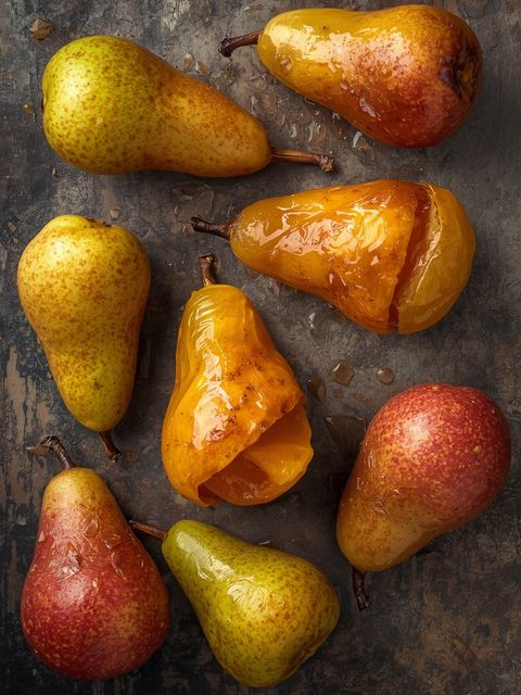 Pear, in syrup, preserved, drained