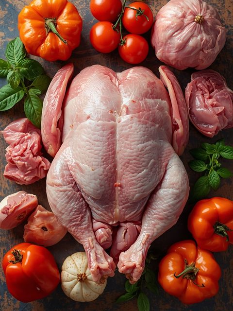Geflügelfleisch mit Haut (geschnitten), roh