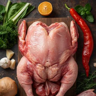 Geflügelfleisch mit Haut (geschnitten), roh