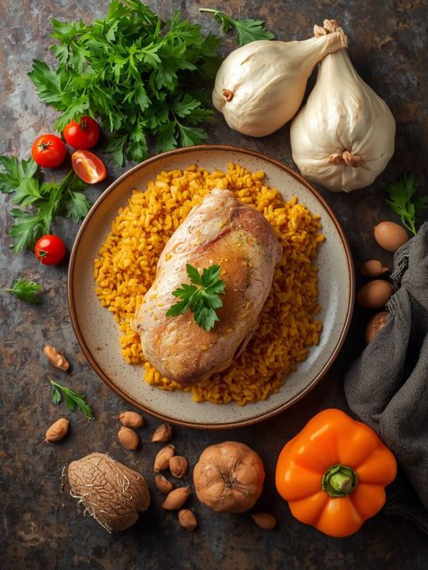 Ris Casimir mit Poulet, zubereitet