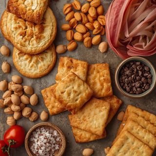 Cracker, salt pastries, apérogebäck