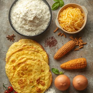 Mehlomeletts mit Käse, zubereitet