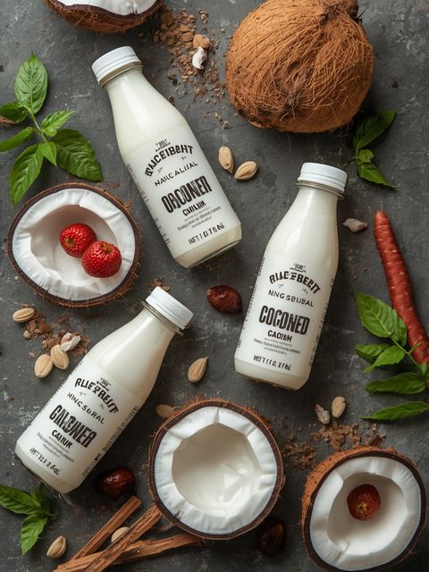 Coconut drinks, natural, enriched with calcium and vitamins
