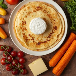 Crêpes with camembert, prepared