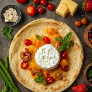 Crêpes with camembert, prepared