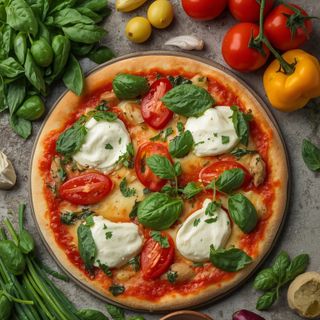 Pizza with Mascarpone and Rucola, Baked