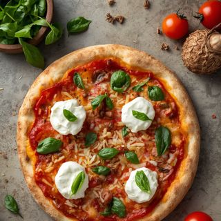 Pizza with Mascarpone and Rucola, Baked