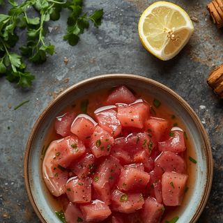 Thonsalat an Essig-Öl-Sauce (aus Thon im Wasser)