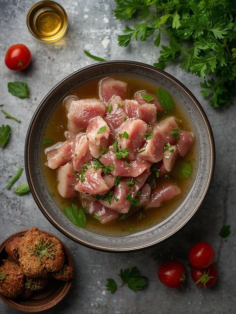 Thonsalat an Essig-Öl-Sauce (aus Thon im Wasser)