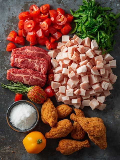 Chopped (from beef, veal, pork, chicken), fried (without added fat and salt)