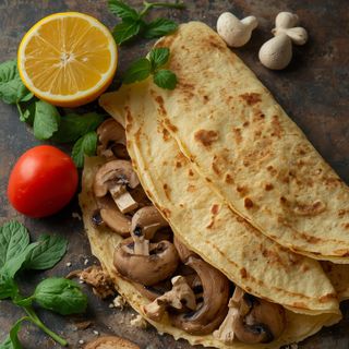 Crêpes with champignon filling, prepared