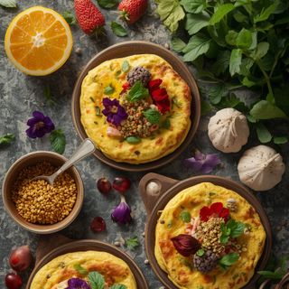 Flower omelets prepared with pollen