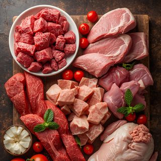 Chopped (beef, veal, pork, poultry), raw