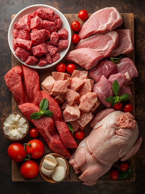 Chopped (beef, veal, pork, poultry), raw