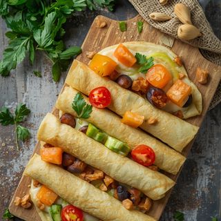 Crêpes mit Gemüsefüllung, zubereitet
