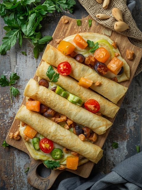 Crêpes mit Gemüsefüllung, zubereitet