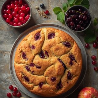 Currant cake, homemade, baked (with pastry)