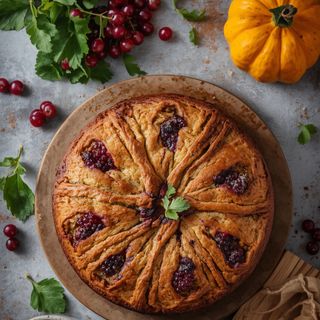 Currant cake, homemade, baked (with pastry)
