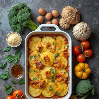 Gemüsegratin, gebacken