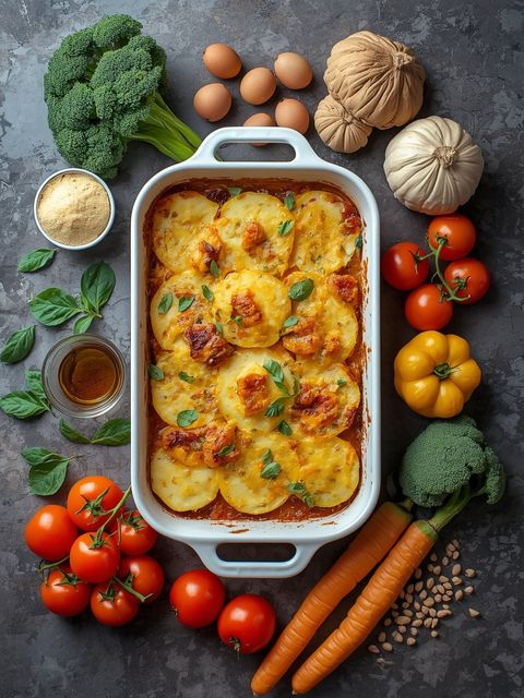 Gemüsegratin, gebacken