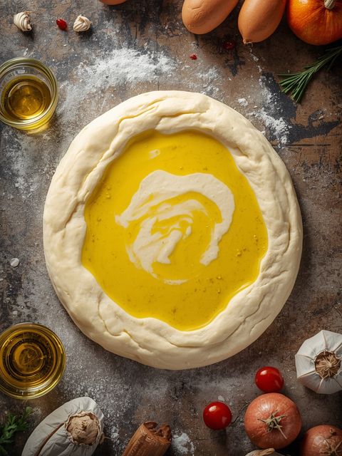 Pizza dough (with olive oil), unbaked