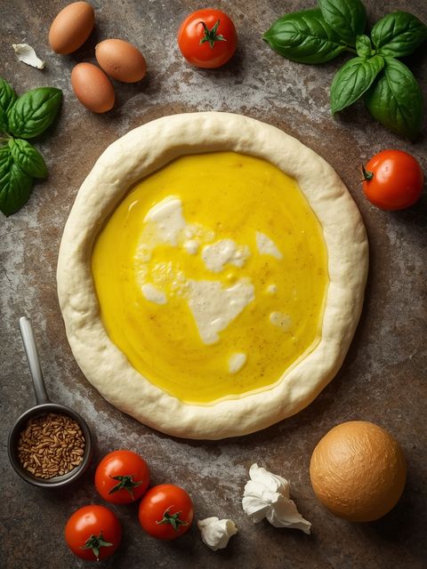Pizza dough (with olive oil), unbaked