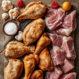 Plätzli (cut of wings, calf, rind, pork), fried (without addition of fat and salt)