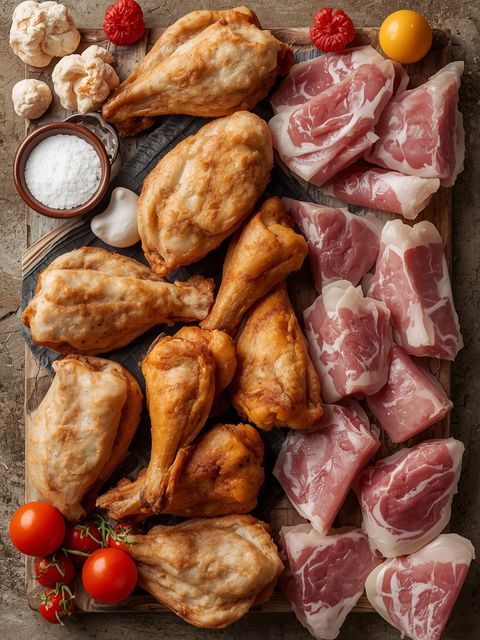 Plätzli (cut of wings, calf, rind, pork), fried (without addition of fat and salt)
