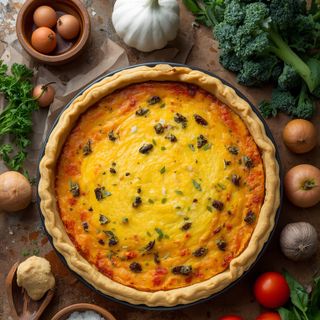 Quiche Lorraine, gebacken (mit Kuchenteig)