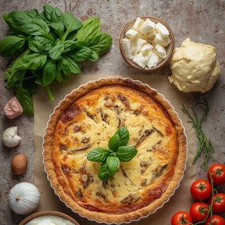 Quiche Lorraine, gebacken (mit Kuchenteig)