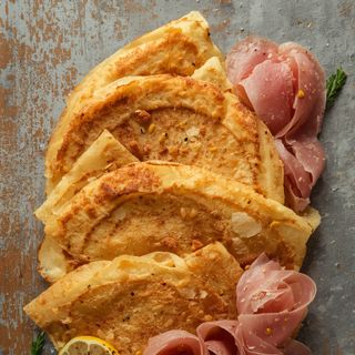 Crêpes with speck, prepared