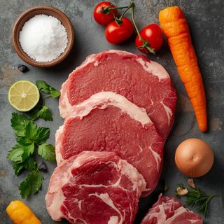 Kotelett (cut of calf, pork, lamb), fried (without addition of fat and salt)