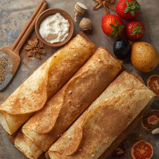 Crêpes mit Zimt und Zucker, zubereitet