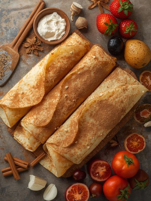 Crêpes with cinnamon and sugar, prepared