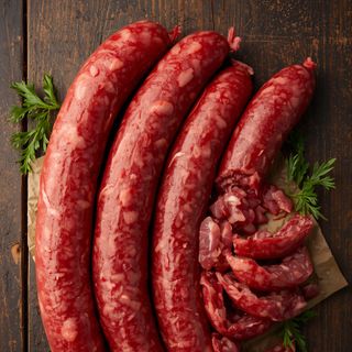 Raw sausage with interrupted ripening (cut)