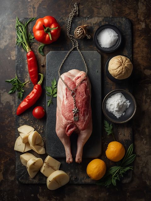 Pig, Necklace, Fried (Without Added Fat and Salt)