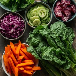 Leaf vegetables (salads), steamed (without added salt)