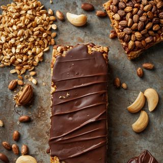 Getreideriegel mit Schokoladenüberzug