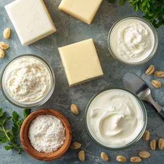 Dairy products, prepared (with cream, no added sugar)