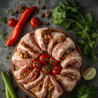 Stuffed Pork, Fried (No Added Fat or Salt)