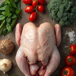 Poulet, piersi, ze skórą, surowe