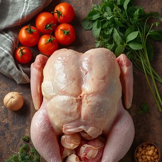 Poulet, piersi, ze skórą, surowe