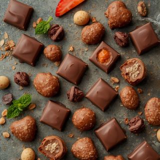 Milk chocolate with crème filling (gianduja, nougat)