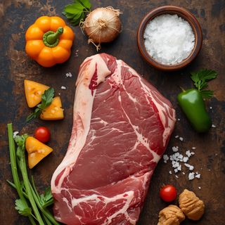 Schwein, Hals, Steak, gebraten (ohne Zusatz von Fett und Salz)