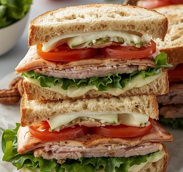Türkei-Schnitzel-Sandwiches mit Salat und Tomaten (leichtere Variante)