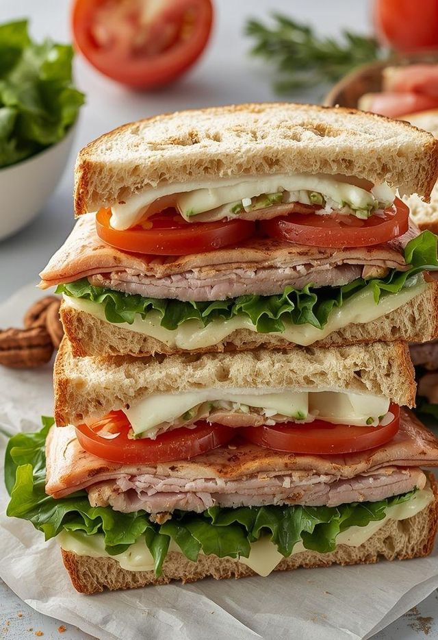 Türkei-Schnitzel-Sandwiches mit Salat und Tomaten (leichtere Variante)