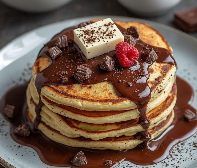 Fluffige Pfannkuchen mit Schokolade