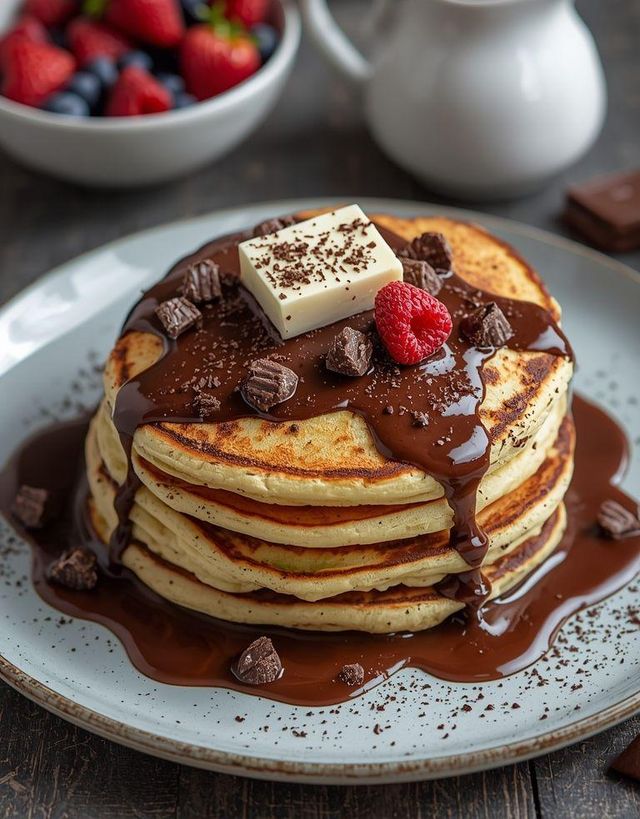 Fluffige Pfannkuchen mit Schokolade