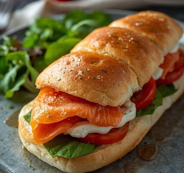 Graham Roll with Salmon and Tomato