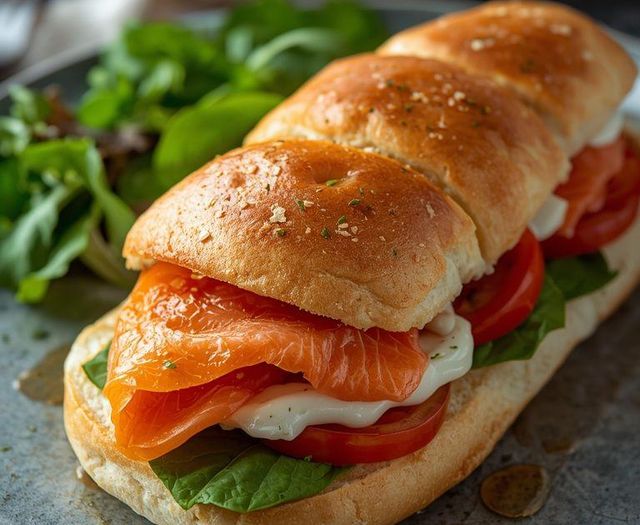 Graham Roll with Salmon and Tomato